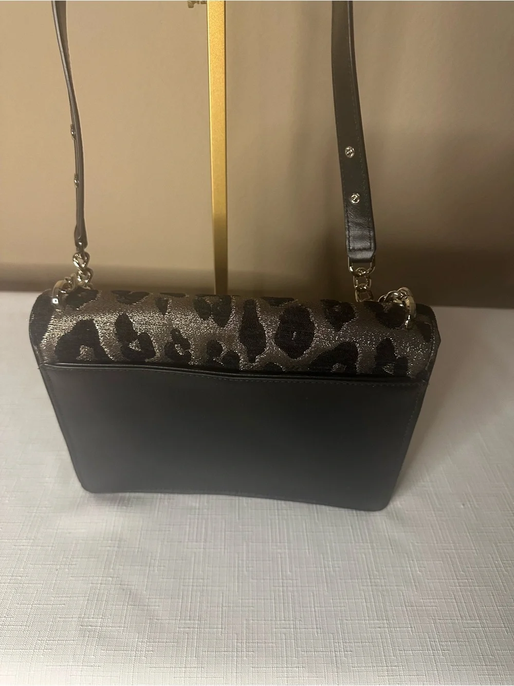 kate spade Leopard-Print Crossbody in Black and Gold-Tone